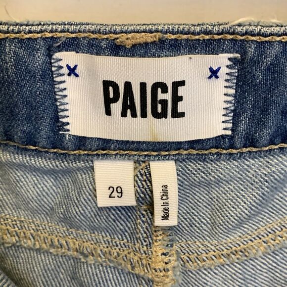 Paige Jimmy Jimmy Medium Wash Mid-Rise Distressed Cuffed Jean Shorts Size 29/US8 - Picture 4 of 15